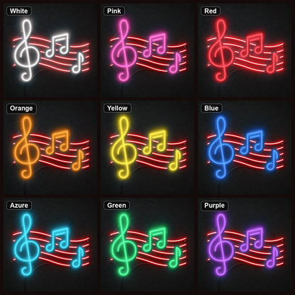 Treble Clef And Music Notes LED Neon Sign color grid