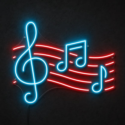 Treble Clef And Music Notes LED Neon Sign main product image