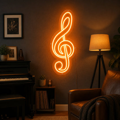 Treble Clef LED Neon Sign Garage Man Cave Neon Sign real lifestyle scene