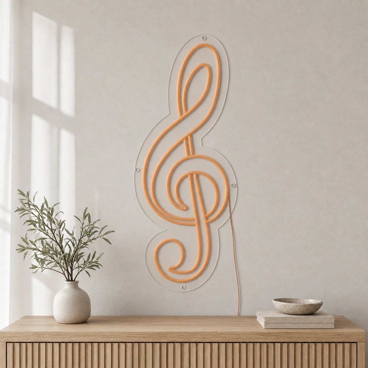 Treble Clef LED Neon Sign Garage Man Cave Neon Sign size image