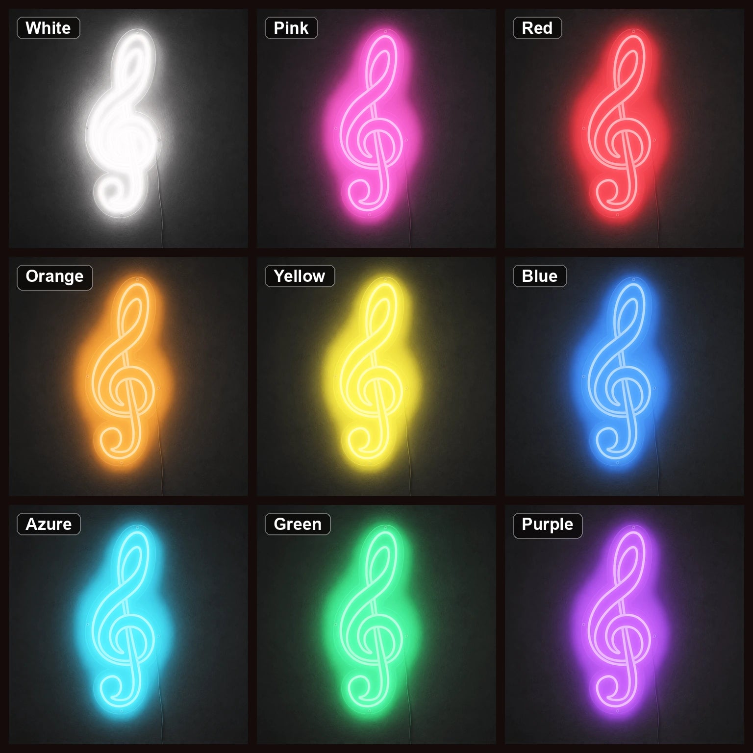 Treble Clef LED Neon Sign Garage Man Cave Neon Sign color grid