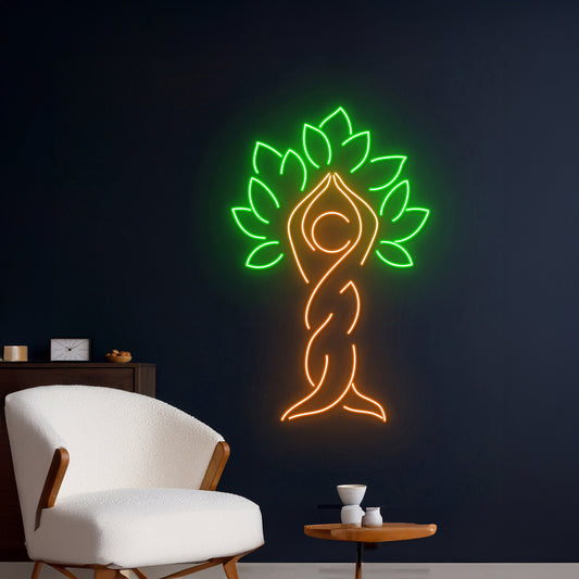 Tree Pose Yoga Neon Sign