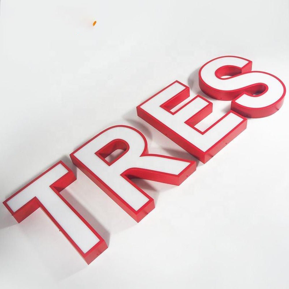 Tres 3D Front And Back Lit Letters Acrylic Led Sign - Shineneon