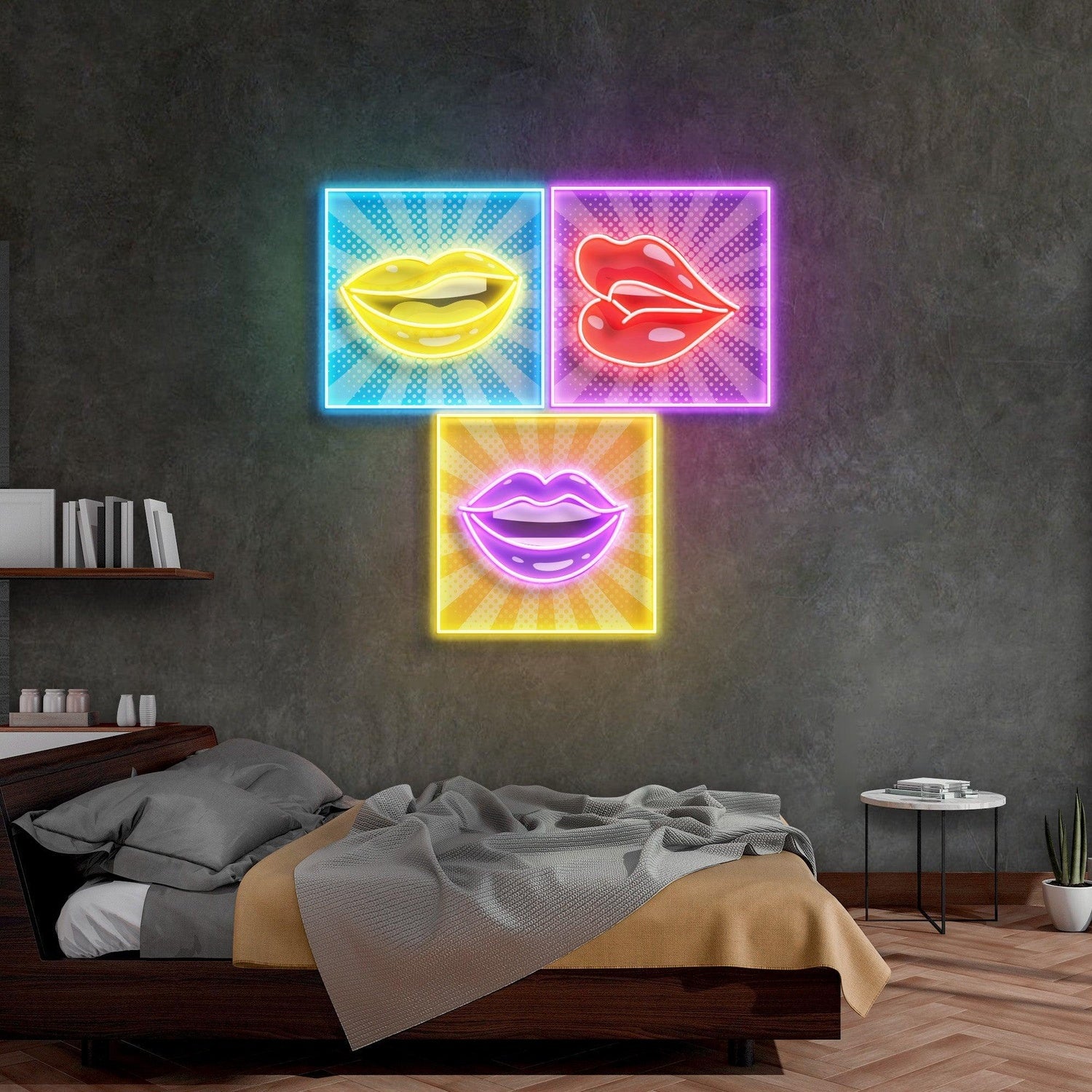 Tri-Color Lip Frame Uv Printed Led Neon Sign For Bedroom Wall Decor | Shineneon