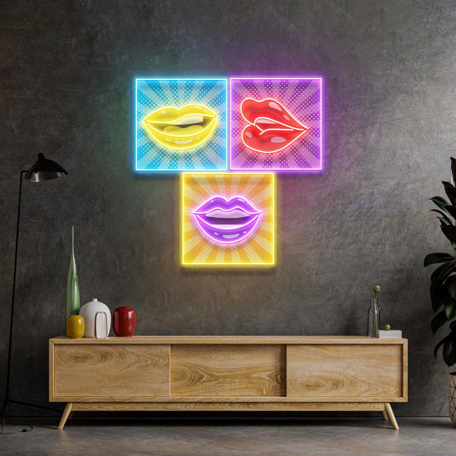 Tri-Color Lip Frame Uv Printed Led Neon Sign For Bedroom Wall Decor | Shineneon