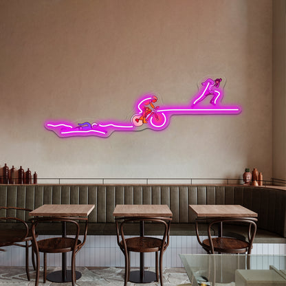Triathalon Line Art Purpleorangepink Wall Artwork Neon Signs | Shineneon