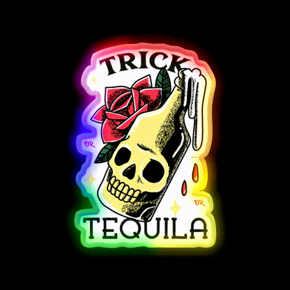Trick Or Tequila Party Drink Tequila Led Neon Sign Bar Wall Art Rgb Color - LED neon sign close-up detail