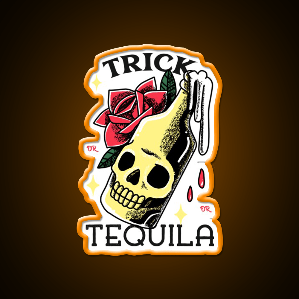 Trick Or Tequila Party Drink Tequila Led Neon Sign Bar Wall Art Rgb Color - Shineneon