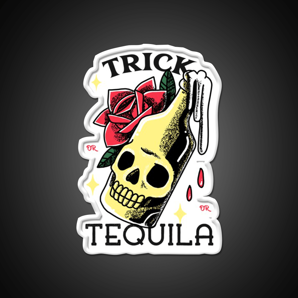 Trick Or Tequila Party Drink Tequila Led Neon Sign Bar Wall Art Rgb Color - Shineneon