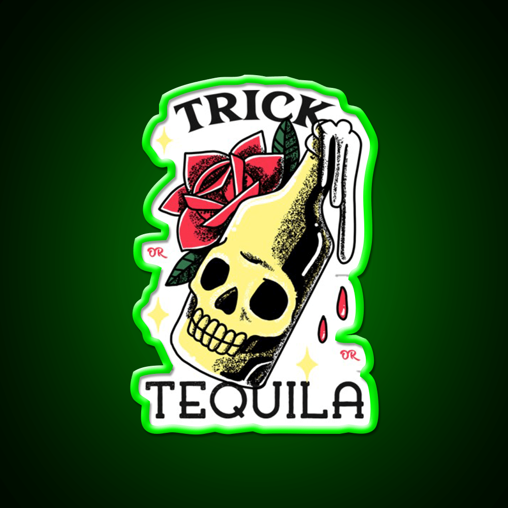 Trick Or Tequila Party Drink Tequila Led Neon Sign Bar Wall Art Rgb Color - Shineneon