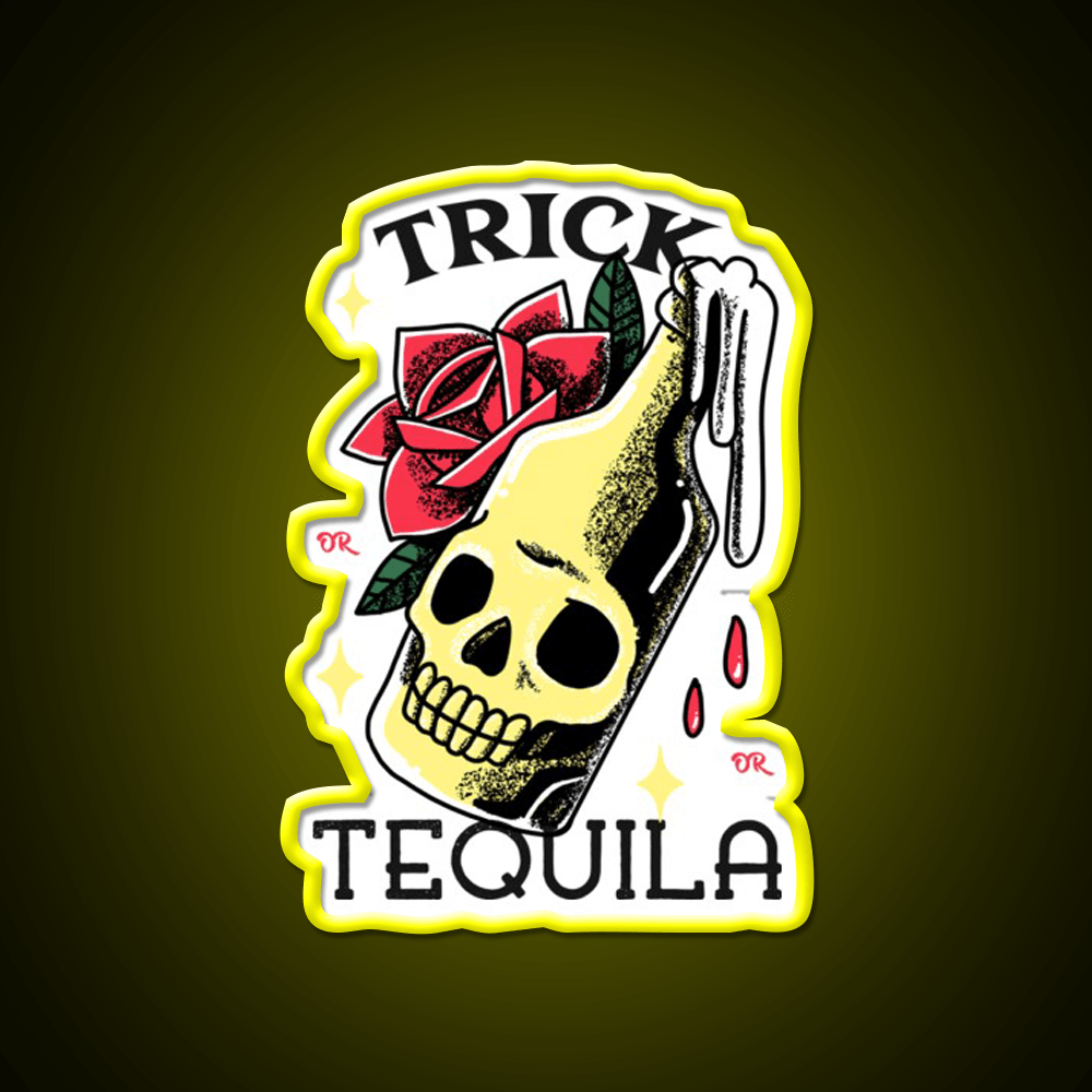 Trick Or Tequila Party Drink Tequila Led Neon Sign Bar Wall Art Rgb Color - Shineneon