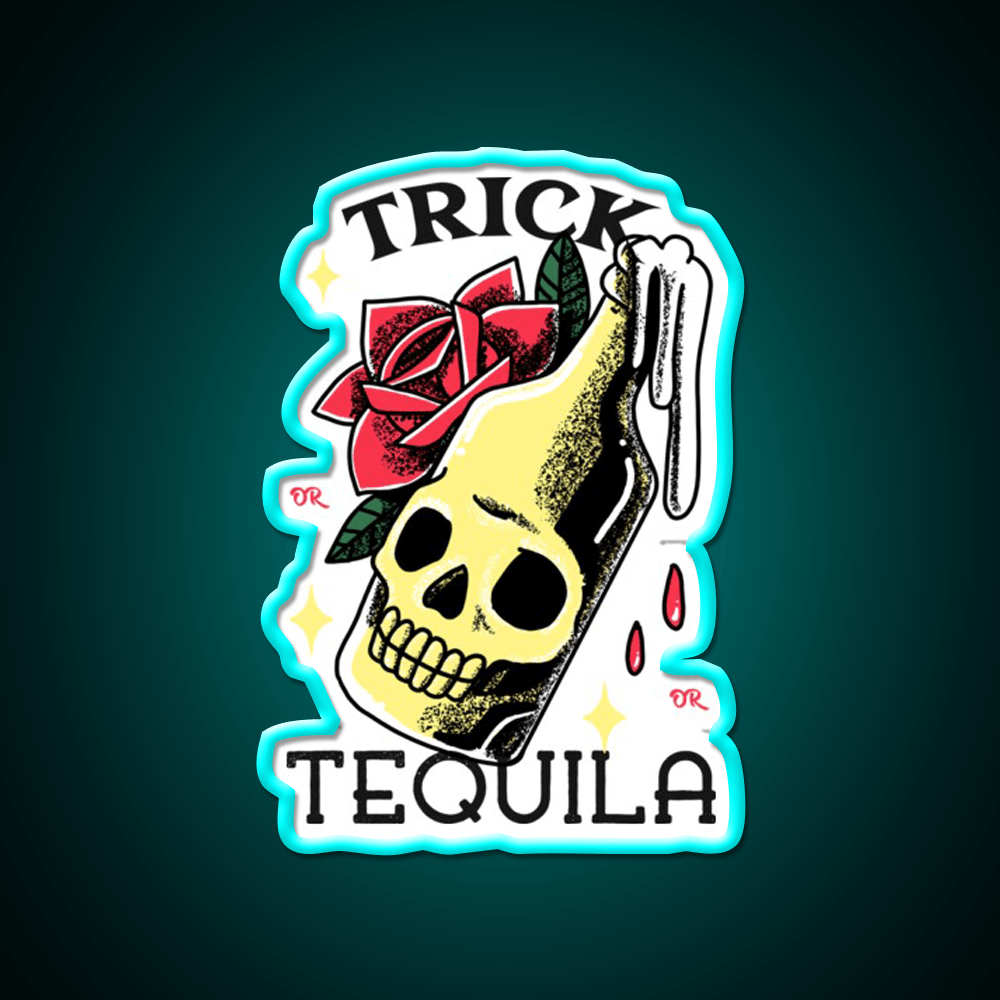 Trick Or Tequila Party Drink Tequila Led Neon Sign Bar Wall Art Rgb Color - Shineneon