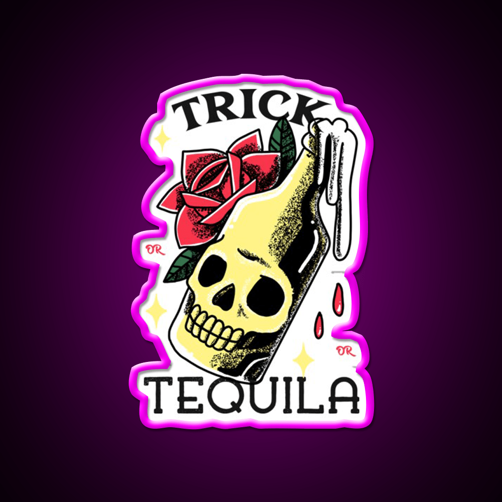 Trick Or Tequila Party Drink Tequila Led Neon Sign Bar Wall Art Rgb Color - Shineneon