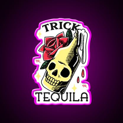Trick Or Tequila Party Drink Tequila Led Neon Sign Bar Wall Art Rgb Color - Shineneon