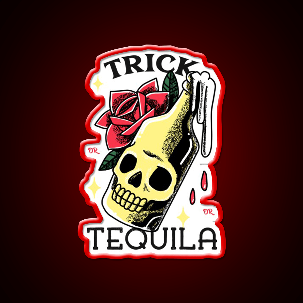 Trick Or Tequila Party Drink Tequila Led Neon Sign Bar Wall Art Rgb Color - Shineneon