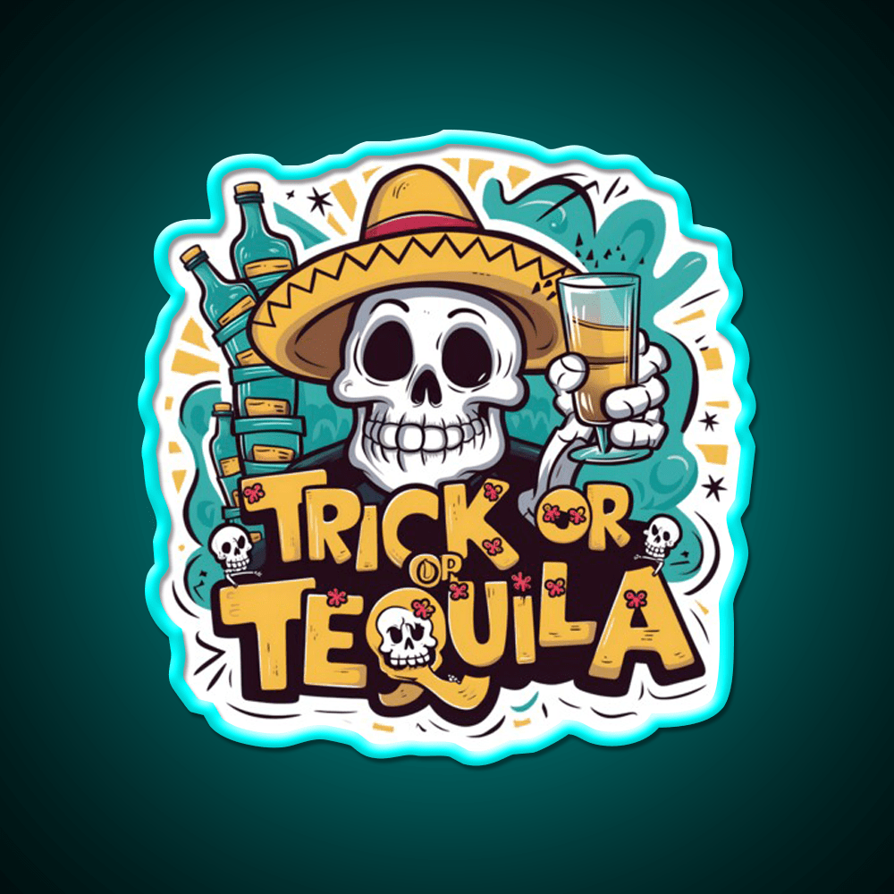 Trick Or Tequila Party Drink Tequila Led Neon Sign Bar Wall Light Rgb Color - Shineneon