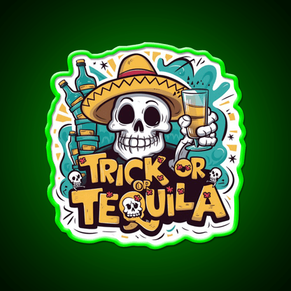 Trick Or Tequila Party Drink Tequila Led Neon Sign Bar Wall Light Rgb Color - Shineneon