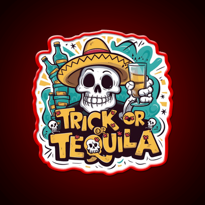 Trick Or Tequila Party Drink Tequila Led Neon Sign Bar Wall Light Rgb Color - Shineneon