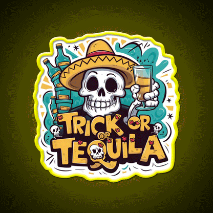 Trick Or Tequila Party Drink Tequila Led Neon Sign Bar Wall Light Rgb Color - Custom LED neon sign front view
