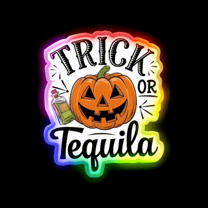 Trick Or Tequila Party Drink Tequila Led Neon Sign Rgb Color - LED neon sign close-up detail