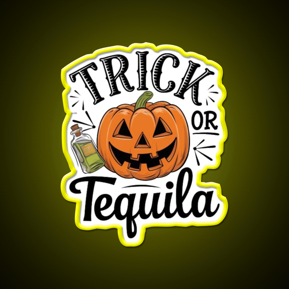Trick Or Tequila Party Drink Tequila Led Neon Sign Rgb Color - Custom LED neon sign front view