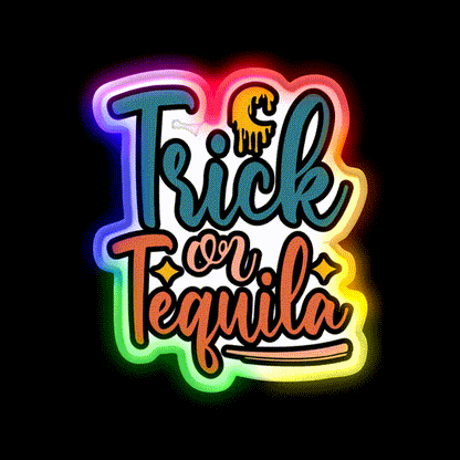 Trick Or Tequila Party Drink Tequila Led Neon Sign Wall Art Rgb Color - LED neon sign close-up detail