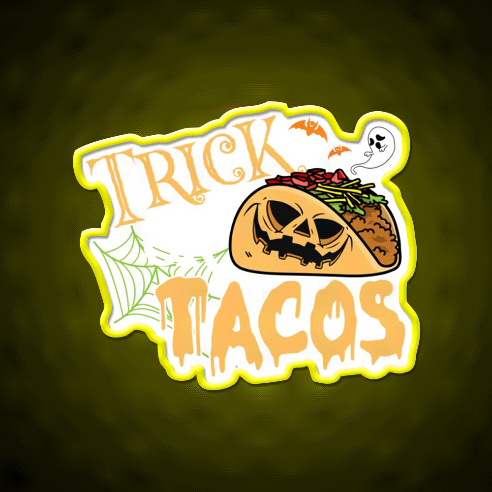 Trick Or Treat Taco Halloween Taco Led Neon Sign Rgb Color - Custom LED neon sign front view