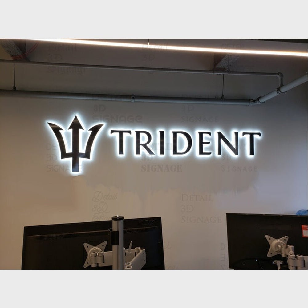 Trident With Logo 3D Backlit Channel Letters Led Light Sign - Shineneon