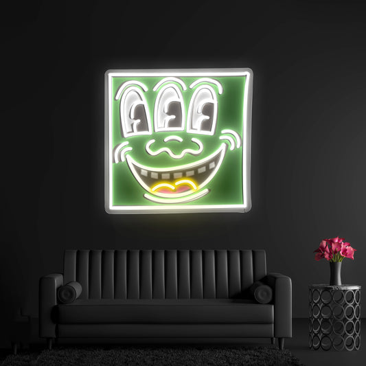 Triple Eyes Smiling Asthetic Neon Sign Artwork For Sale