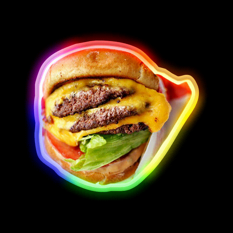 Tripple Double Fast Food Led Neon Sign For Burger Place Rgb Color - LED neon sign close-up detail