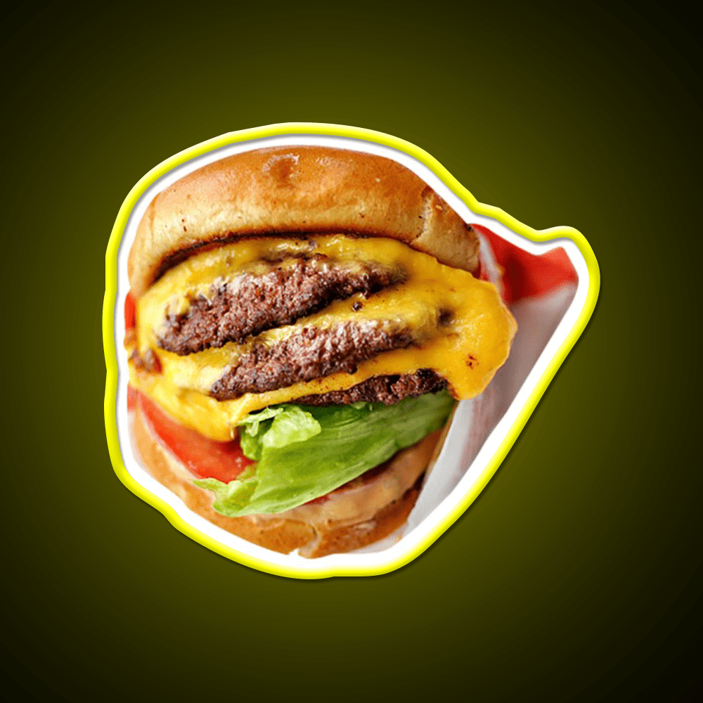 Tripple Double Fast Food Led Neon Sign For Burger Place Rgb Color - Shineneon