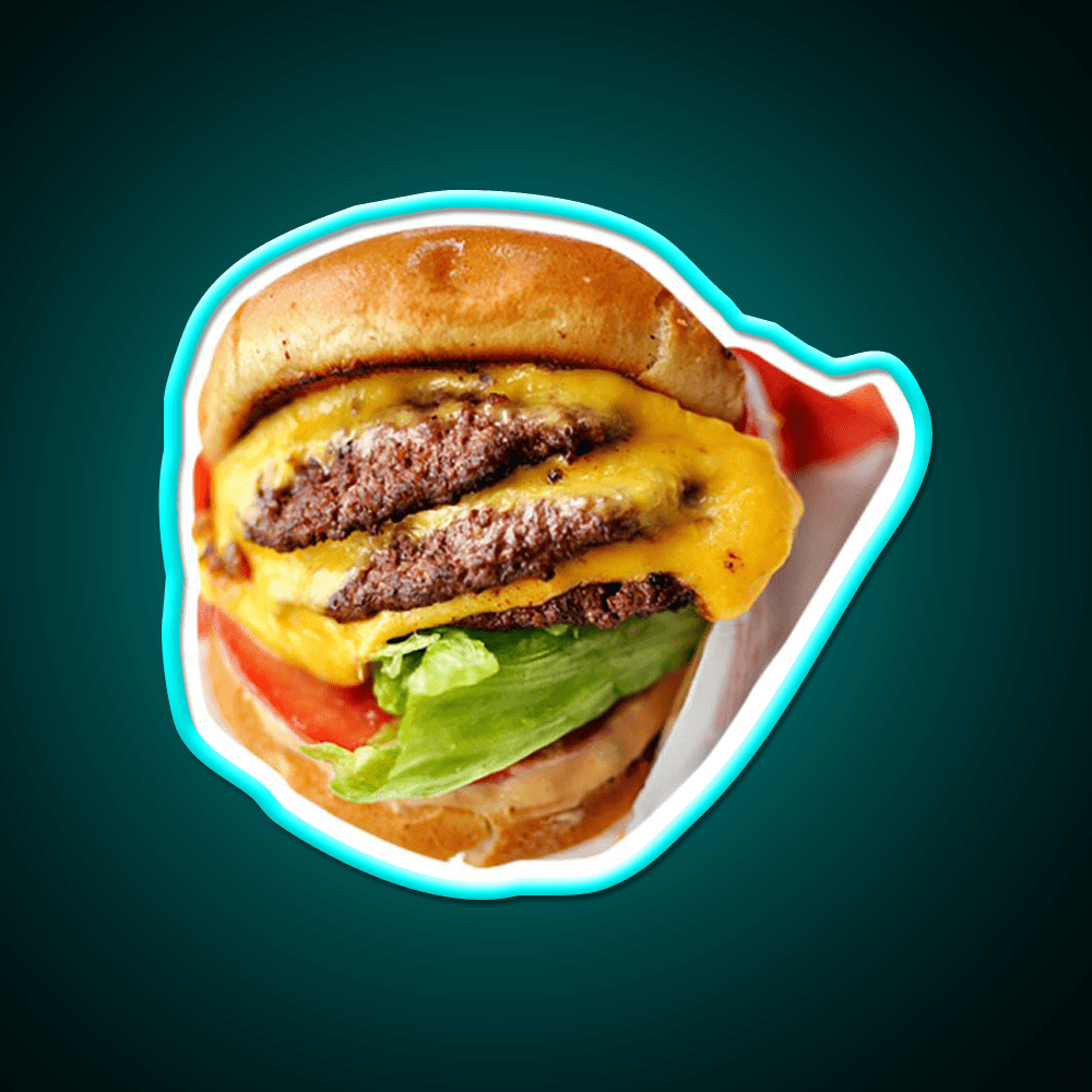 Tripple Double Fast Food Led Neon Sign For Burger Place Rgb Color - Shineneon
