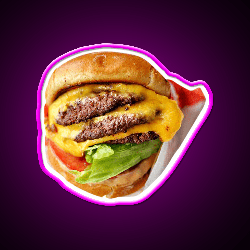 Tripple Double Fast Food Led Neon Sign For Burger Place Rgb Color - Shineneon