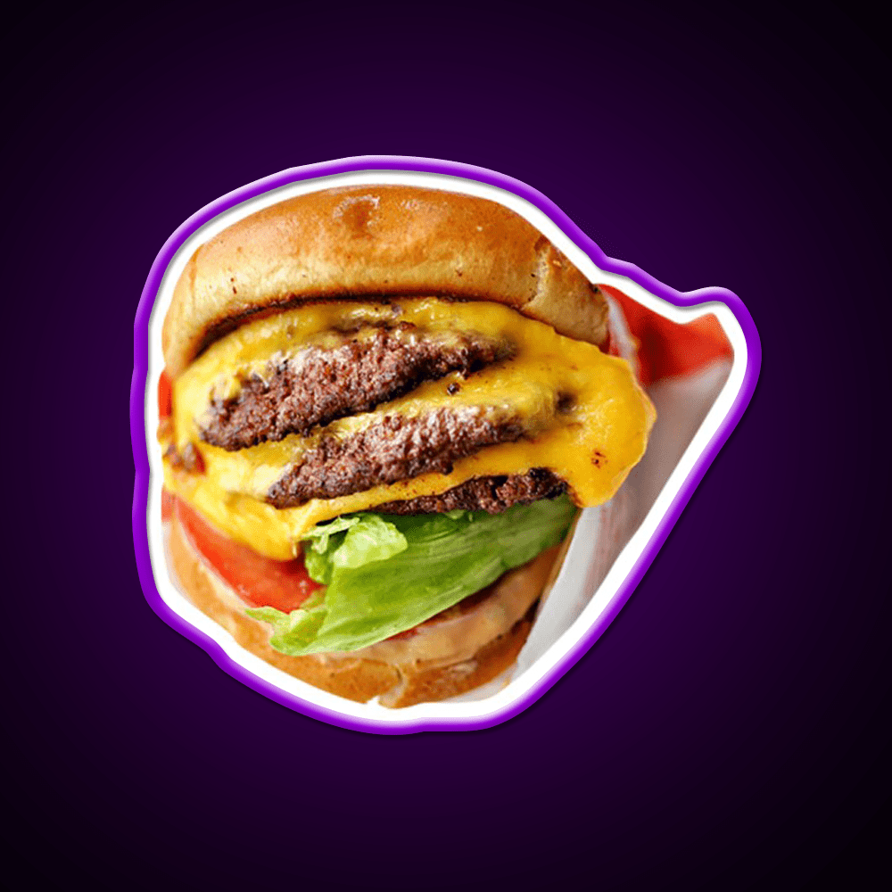 Tripple Double Fast Food Led Neon Sign For Burger Place Rgb Color - Shineneon