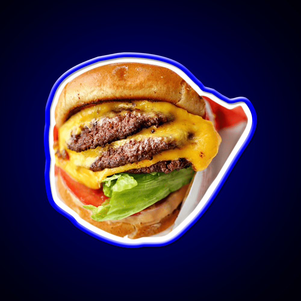 Tripple Double Fast Food Led Neon Sign For Burger Place Rgb Color - Shineneon