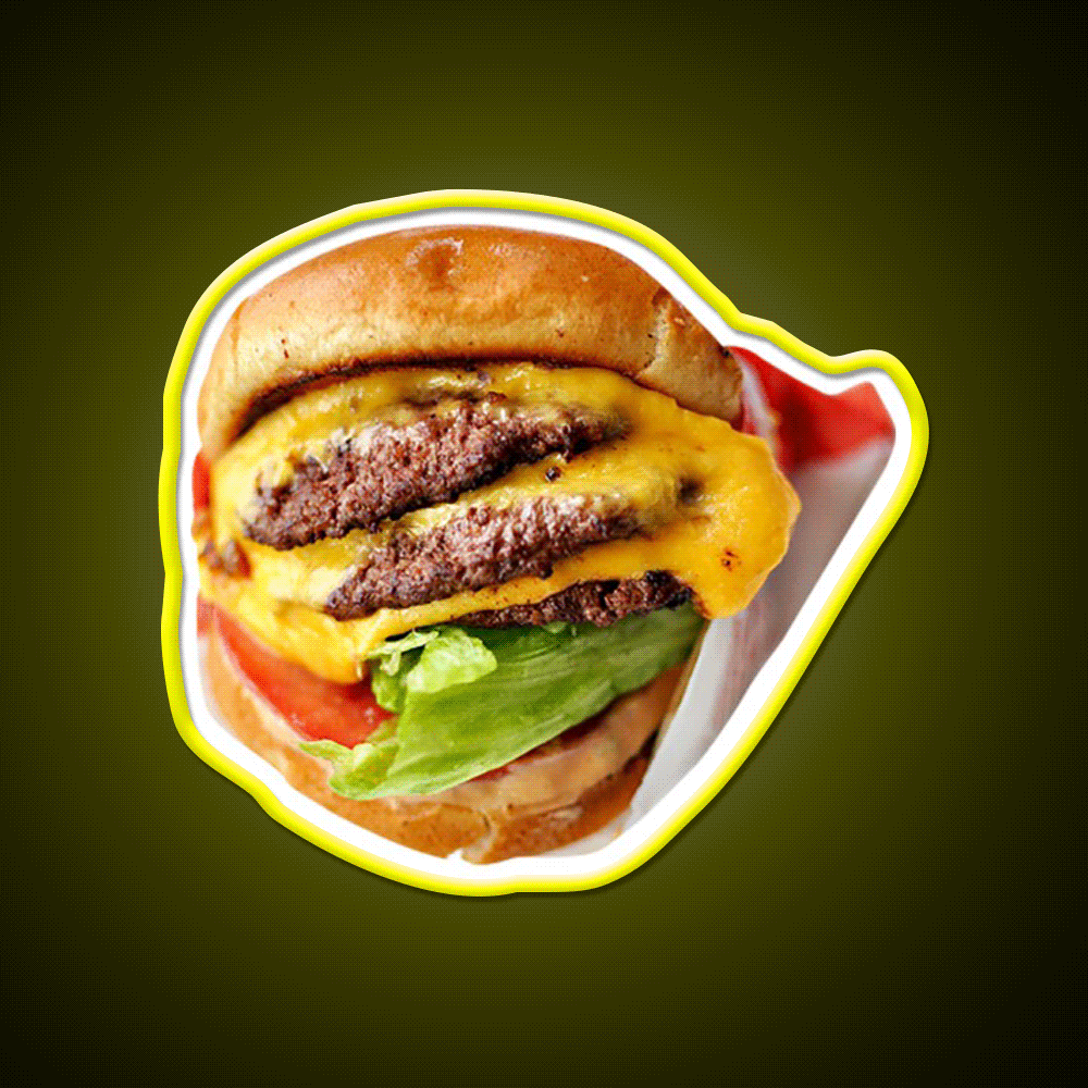 Tripple Double Fast Food Led Neon Sign For Burger Place Rgb Color - Custom LED neon sign front view