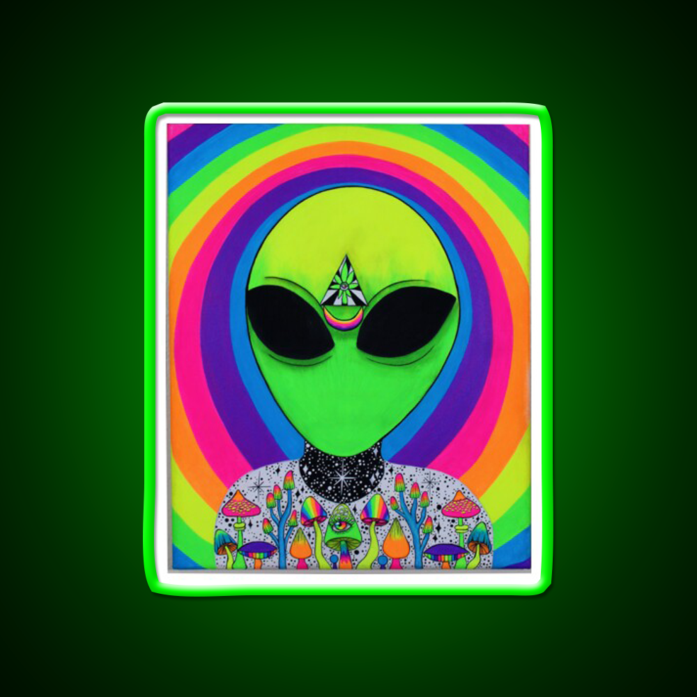 Trippy Colorful Alien Hemp Inspired Green Leaf Led Neon Sign Rgb Color - LED neon sign view 8