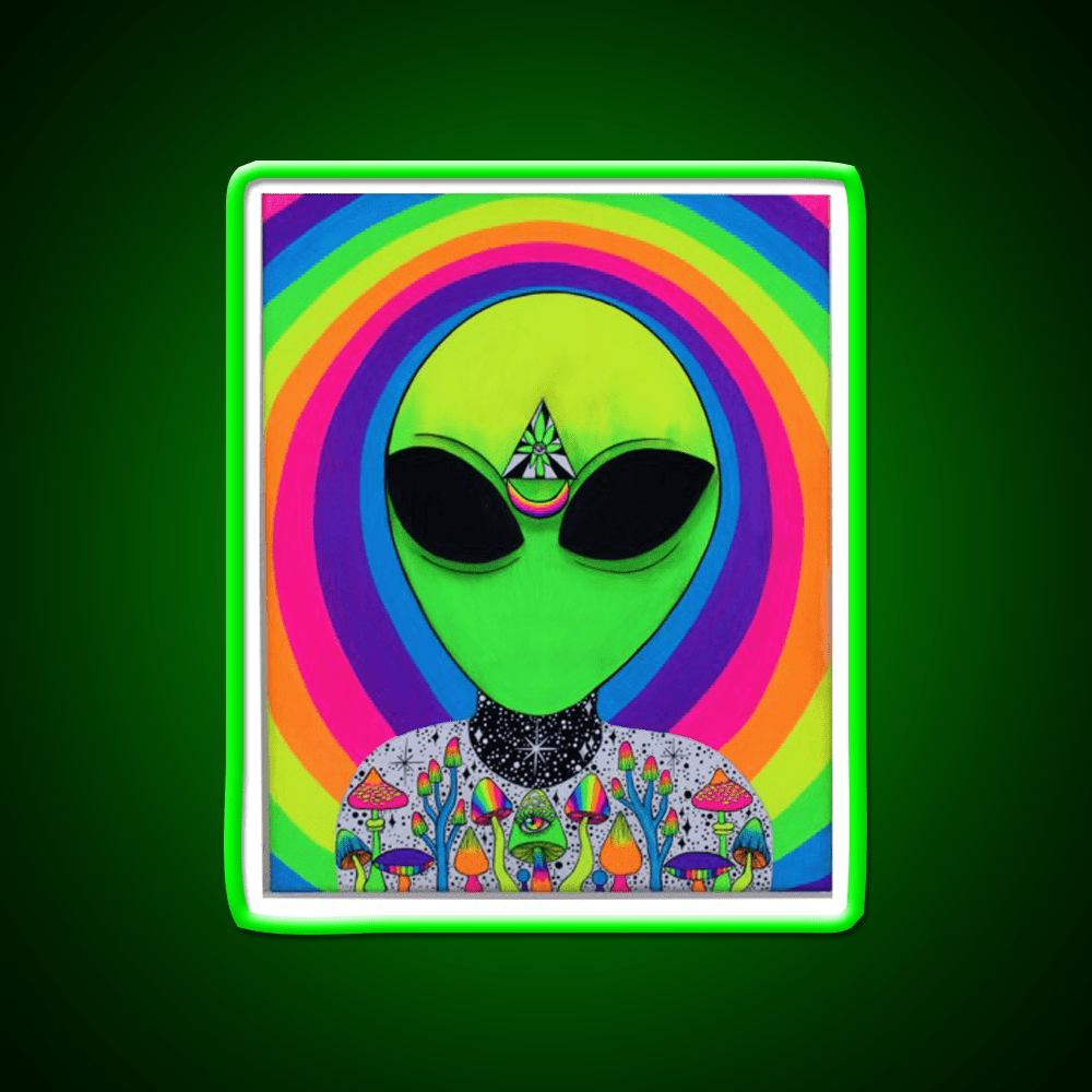 Trippy Colorful Alien Hemp Inspired Green Leaf Led Neon Sign Rgb Color - Shineneon