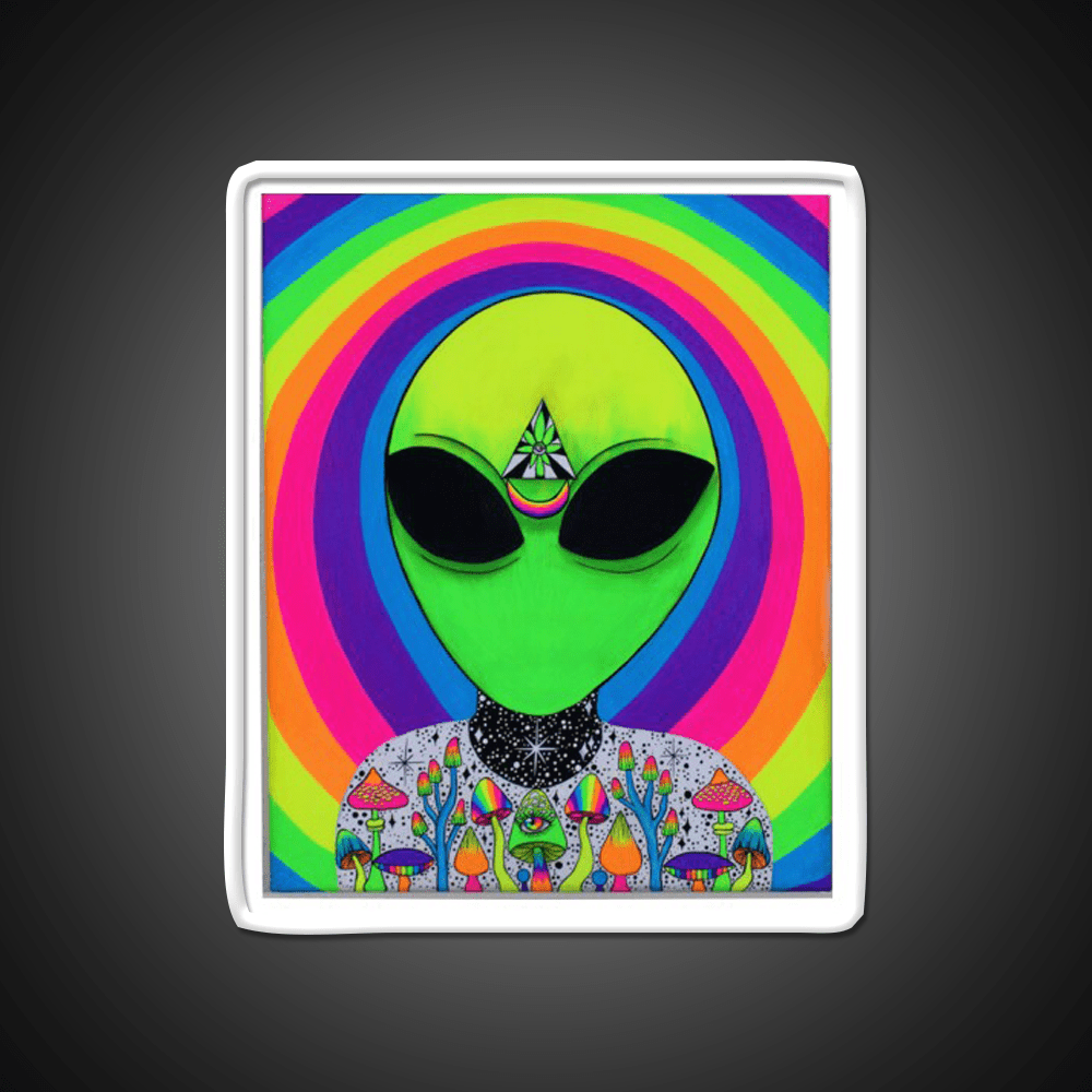 Trippy Colorful Alien Hemp Inspired Green Leaf Led Neon Sign Rgb Color - Shineneon
