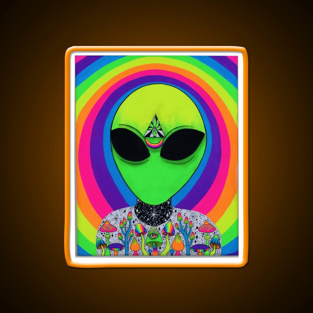 Trippy Colorful Alien Hemp Inspired Green Leaf Led Neon Sign Rgb Color - Shineneon