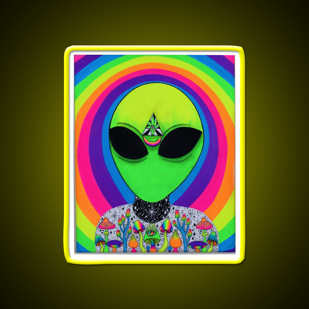 Trippy Colorful Alien Hemp Inspired Green Leaf Led Neon Sign Rgb Color - LED neon sign view 7