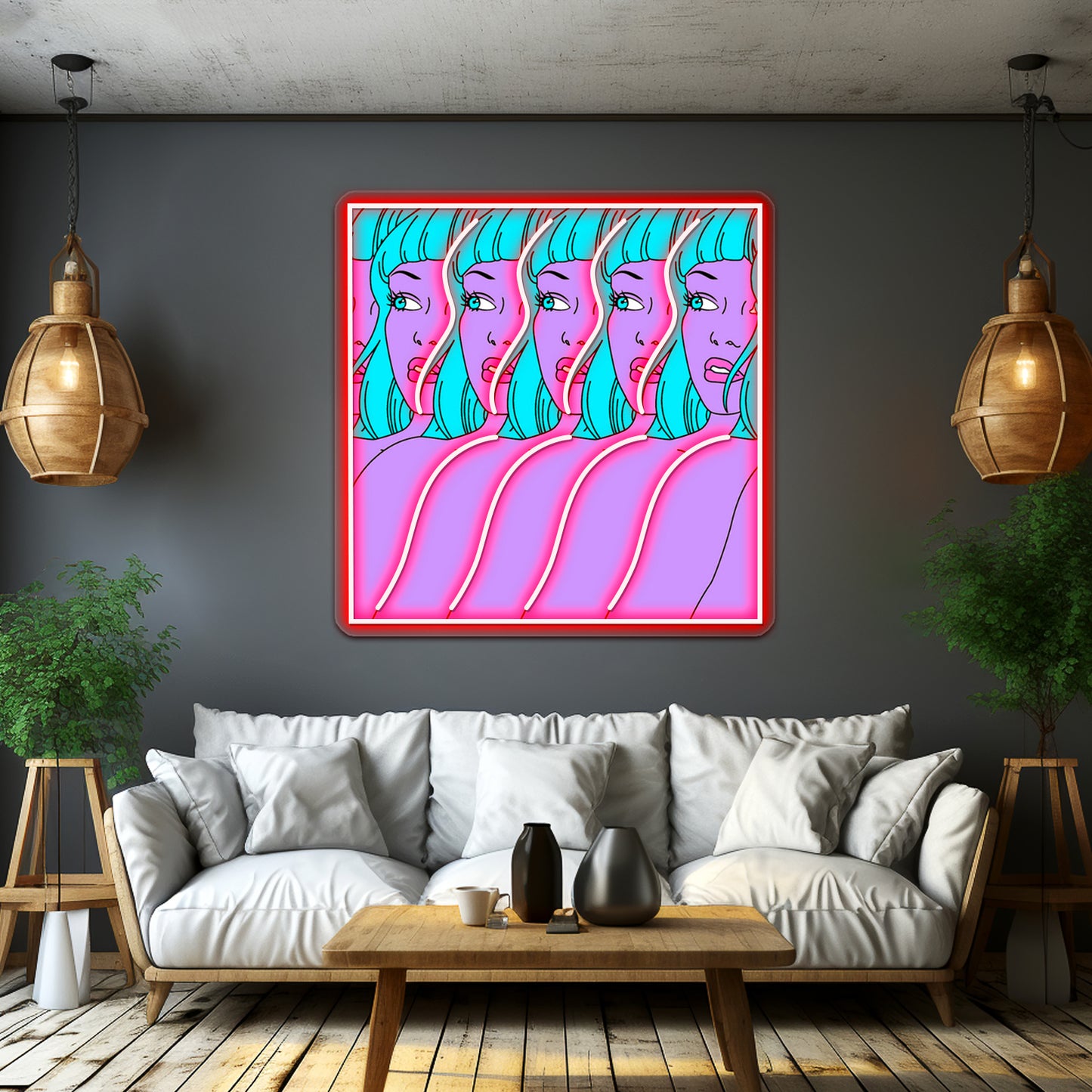 Trippy Girl Pop Artwork Personalized Neon Signs