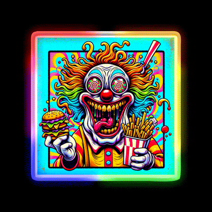 Trippy Insane Fast Food Clown Fast Food Led Neon Sign For Burger Place Rgb Color - LED neon sign close-up detail