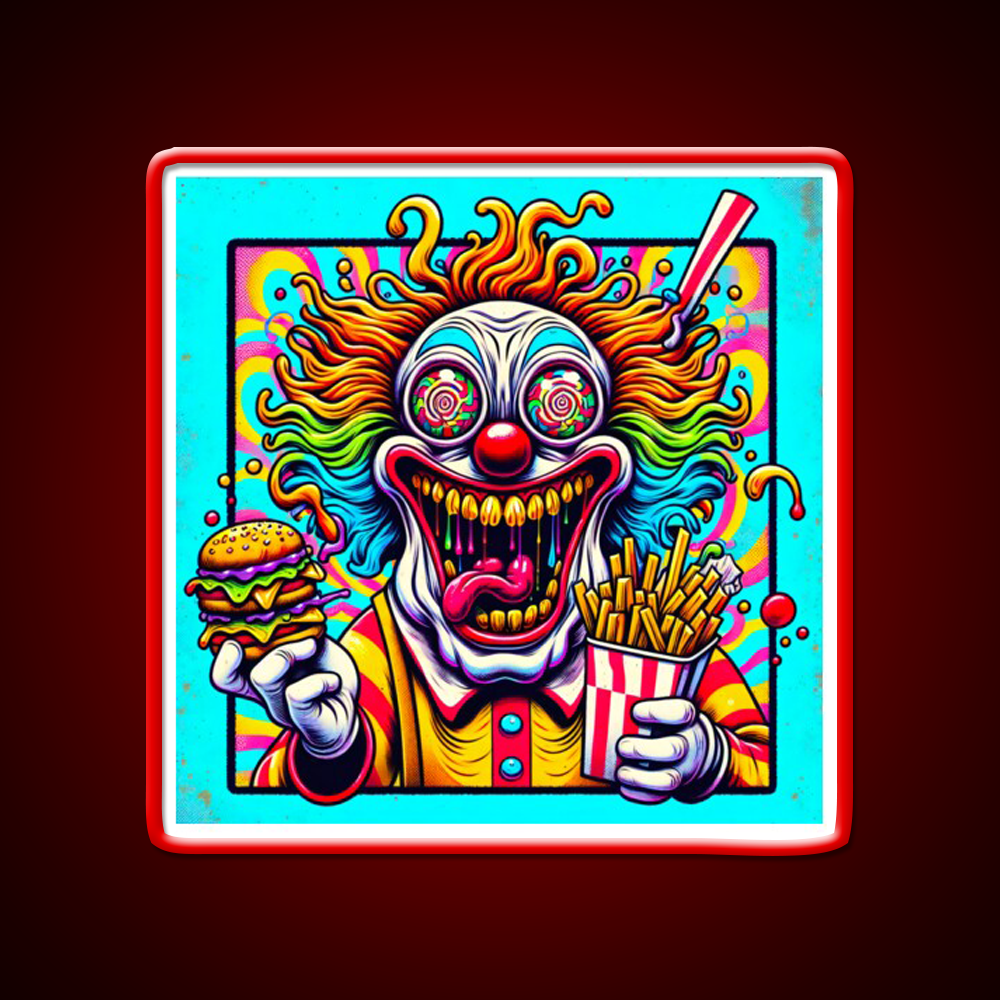 Trippy Insane Fast Food Clown Fast Food Led Neon Sign For Burger Place Rgb Color - Shineneon