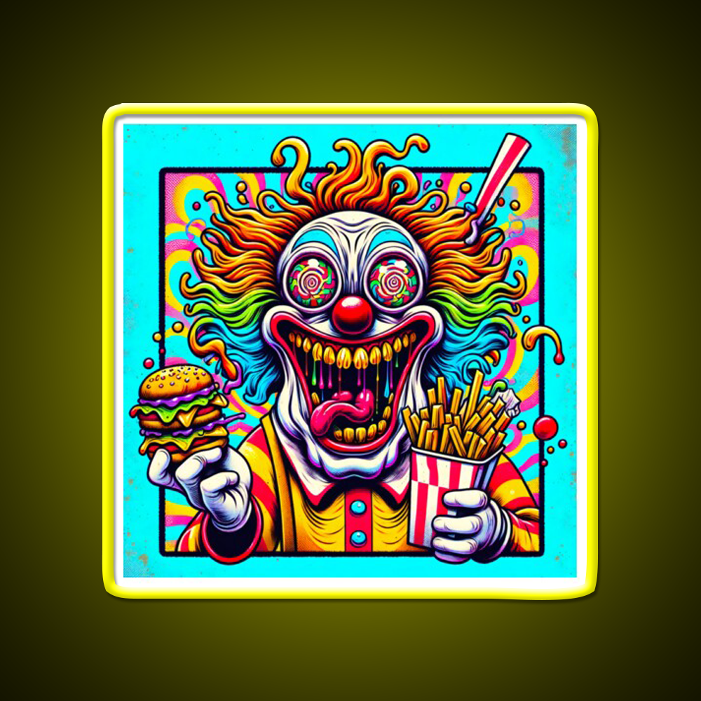 Trippy Insane Fast Food Clown Fast Food Led Neon Sign For Burger Place Rgb Color - Shineneon