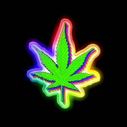 Trippy Weed Leaf Hemp Inspired Green Leaf Led Neon Sign Rgb Color - LED neon sign close-up detail