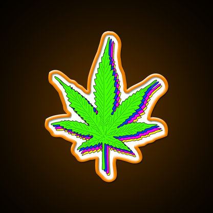 Trippy Weed Leaf Hemp Inspired Green Leaf Led Neon Sign Rgb Color - LED neon sign view 6