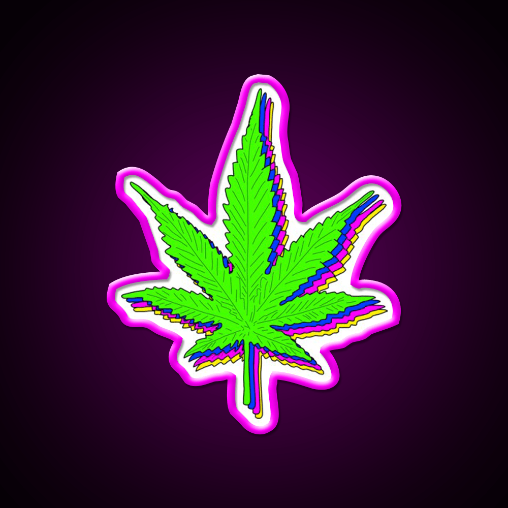 Trippy Weed Leaf Hemp Inspired Green Leaf Led Neon Sign Rgb Color - Shineneon
