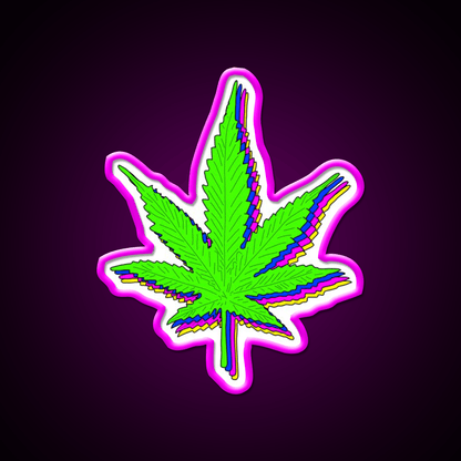 Trippy Weed Leaf Hemp Inspired Green Leaf Led Neon Sign Rgb Color - Shineneon