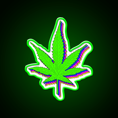 Trippy Weed Leaf Hemp Inspired Green Leaf Led Neon Sign Rgb Color - Shineneon